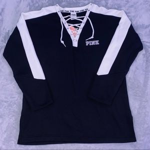 PINK Black Lace Front/Tie Up Long Sleeve